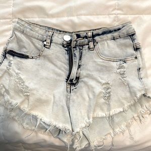Acid wash jean shorts